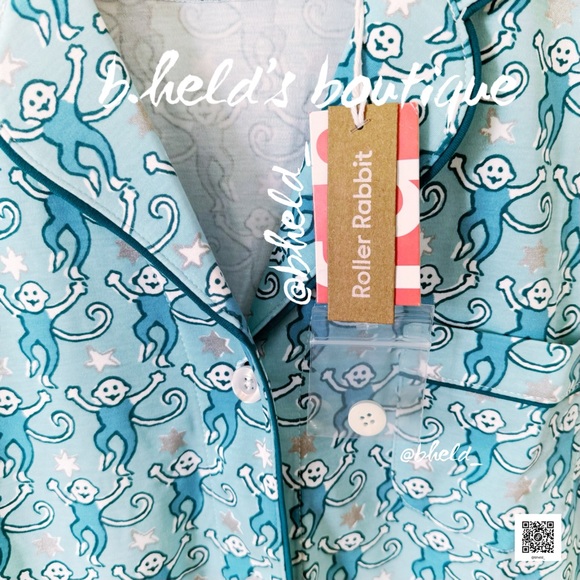 Roller Rabbit Star Monkey Polo Pajamas in Blue Size Medium (M) Brand New NWT - Picture 4 of 17